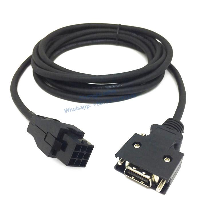 Delta A2 Low-Power Servo Power Cable + Encoder Cable + IO Connector 50P, Flexible Black, 7 meters