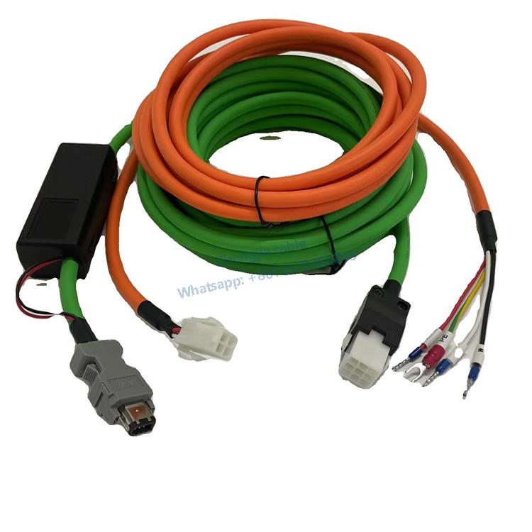 Xinjie DS3 high-power servo motor power cable 1.5KW (orange) CMT-L10-16 and encoder cable (green) high-flexibility