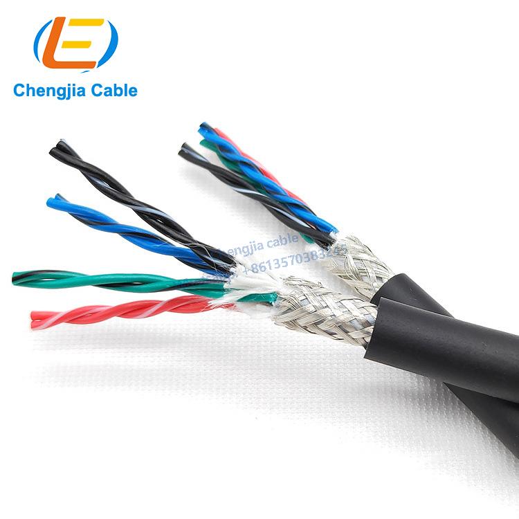 2P*0.3mm 20 million cycles twisted pair shielded Flexible data cable with coloured cores