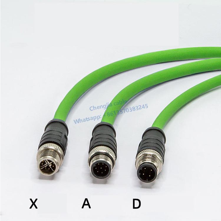 Sensor connection cables M12/M8 straight and angled connectors, 2-pin, 3-pin, 4-pin, and 5-pin male and female aviation connectors